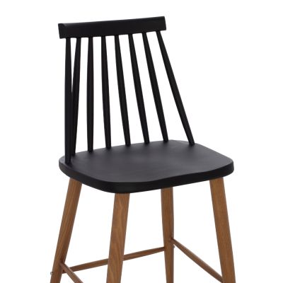 BAR STOOL HM9300.02 BLACK NATURAL 43x45x97Η