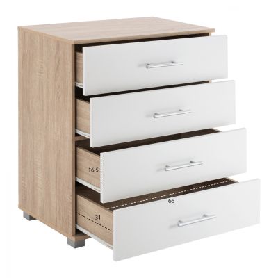 Drawer from melamine HM2204.06 with 4 drawers Sonama-White 75x40x83cm