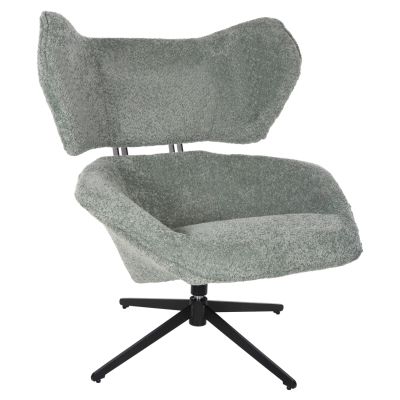 ARMCHAIR SWIVEL BRYLL HM9597.05 PISTACHIO GREEN BOUCLE-BLACK METAL BASE 86x90x97Hcm.