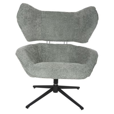 ARMCHAIR SWIVEL BRYLL HM9597.05 PISTACHIO GREEN BOUCLE-BLACK METAL BASE 86x90x97Hcm.