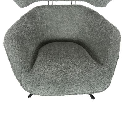 ARMCHAIR SWIVEL BRYLL HM9597.05 PISTACHIO GREEN BOUCLE-BLACK METAL BASE 86x90x97Hcm.