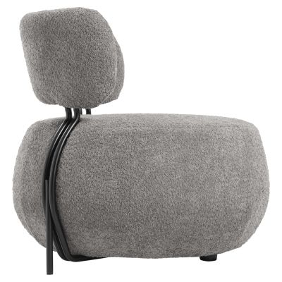 LOUNGE CHAIR ROUND KARSEN HM9598.01 GREY BOUCLE FABRIC 75x75x75H cm.