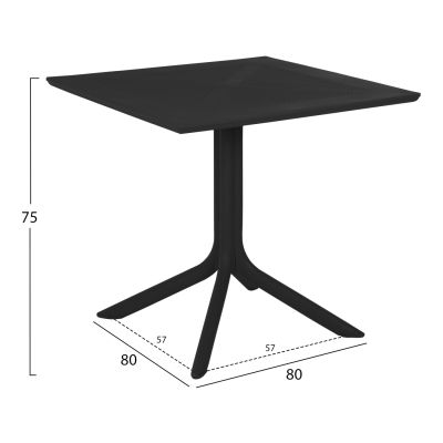 OUTDOOR POLYPROPYLENE SQUARE TABLE LUNAR HM5930.12 BLACK 80x80x75Hcm.