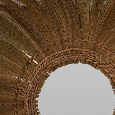 MIRROR ROUND WITH BANANA BARK FRAME NATURAL COLOR 100x4x100 cm.HM7735