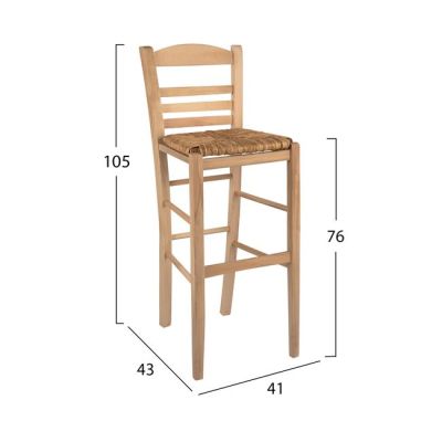 Stool with straw unpainted HM10377.02