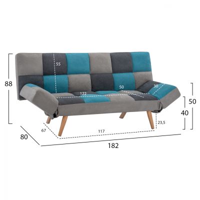 Sofa Bed Multicolor 3 seater HM3167.11 182x80x88cm