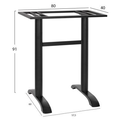 БАР МАСА СРЕДНА НЕГОРА МЕТАЛА HM479.01 ДВОЙНА В ЧЕРЕН ЦВЯТ 40Χ80Χ91Hcm.