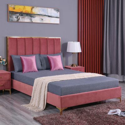 HM590.02 BED AVIGNON, 160x200cm, DUSTY PINK VELVET