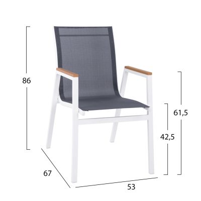 Алуминиев Фотьойл HM5697.03 Бял със сив текст и полидървесина 53x67x87 см