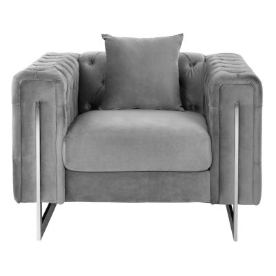 ARMCHAIR t.CHESTERFIELD MOBAR HM3261.01 VELVET GREY-METAL LEGS 99x86,5x77Hcm.