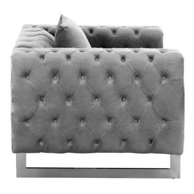 ARMCHAIR t.CHESTERFIELD MOBAR HM3261.01 VELVET GREY-METAL LEGS 99x86,5x77Hcm.