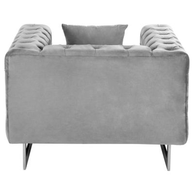 ARMCHAIR t.CHESTERFIELD MOBAR HM3261.01 VELVET GREY-METAL LEGS 99x86,5x77Hcm.