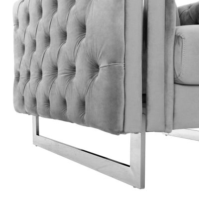 ARMCHAIR t.CHESTERFIELD MOBAR HM3261.01 VELVET GREY-METAL LEGS 99x86,5x77Hcm.