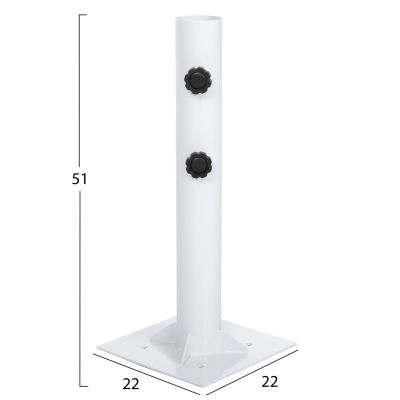 UMBRELLA BASE Φ60mm x 51Hcm.METAL GROUND BOLT FOR POLE UP TO Φ60mm FB96011 WHITE