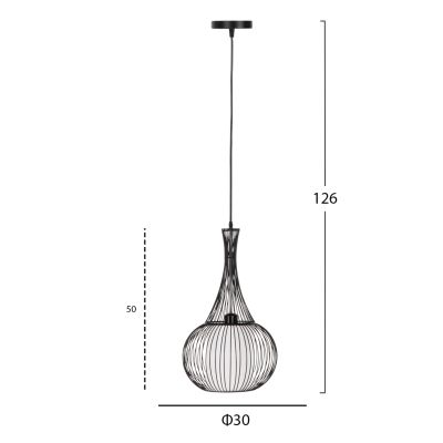 CEILING PENDANT LAMP HM4132 BLACK METAL Φ30x50H cm.