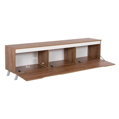 TV FURNITURE KIMIA HM8902.12 MELAMINE NATURAL-WHITE 180Χ35Χ48,5Hcm.