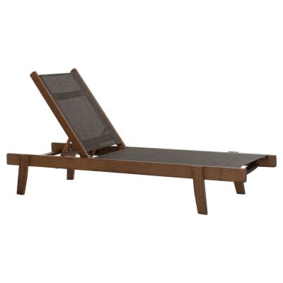 SUNBED PROFESSIONAL CRETA BEECH WOOD IN WALNUT COLOR & BROWN TEXTILENE 200x61-66x31-91Hcm.HM10356.04