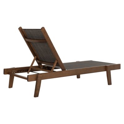 SUNBED PROFESSIONAL CRETA BEECH WOOD IN WALNUT COLOR & BROWN TEXTILENE 200x61-66x31-91Hcm.HM10356.04