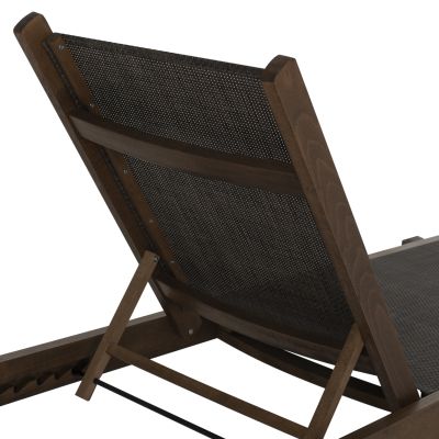 SUNBED PROFESSIONAL CRETA BEECH WOOD IN WALNUT COLOR & BROWN TEXTILENE 200x61-66x31-91Hcm.HM10356.04