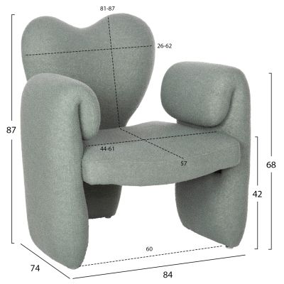 DINING ARMCHAIR HARTT HM9777.07 PISTACHIO GREEN TEDDY FABRIC 84x74x87Hcm.