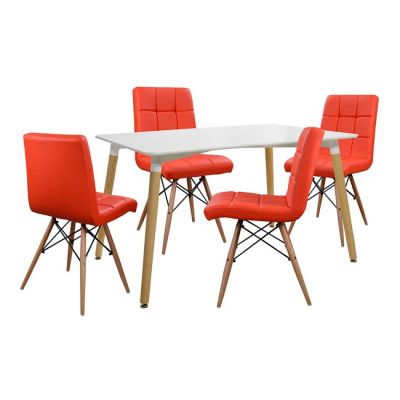 Set Dining table 5pieces Minimal 120x80 -Rosa Red HM10077.04