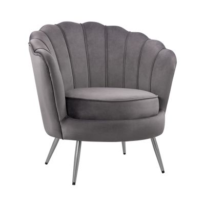 HM8493.01 Armchair, Grey Velvet, silver base 80x78x85cm