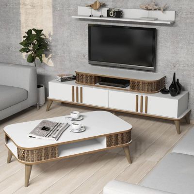 LIVING ROOM COMPOSITION HM11848.03 2PCS IN WHITE & WALNUT