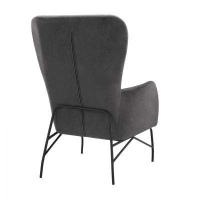 Armchair Velvet Grey with metallic black leg HM8721.01 67x80x102 cm.