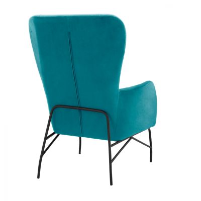 Armchair Velvet Turquoise with metallic black leg HM8721.08 67x80x102 cm.