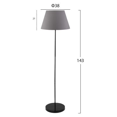 FLOOR STANDING LAMP HM7610.03 BLACK PILLAR, GREY CAP