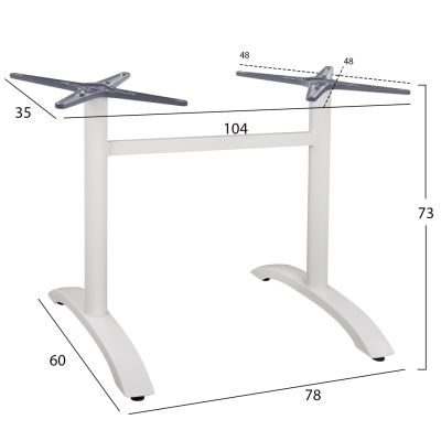 Алуминиева основа 2 крака HM461.02 Бяла 78x60x73