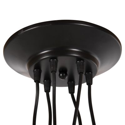 CEILING PENDANT 6-LIGHT HM4175 BLACK METAL-BLACK CABLES Φ100x180Hcm.