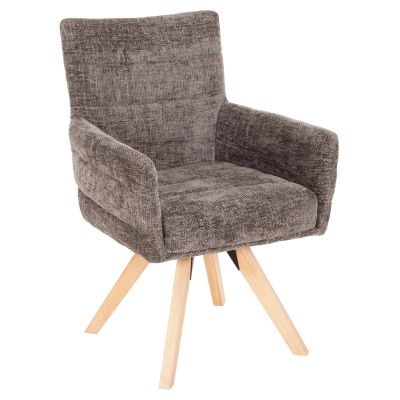 DINING ARMCHAIR GAZER HM9845.03 GREY FABRIC-RUBBERWOOD LEGS 66x63x91Hcm.