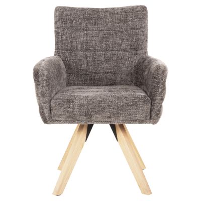 DINING ARMCHAIR GAZER HM9845.03 GREY FABRIC-RUBBERWOOD LEGS 66x63x91Hcm.