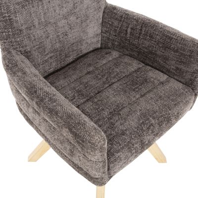 DINING ARMCHAIR GAZER HM9845.03 GREY FABRIC-RUBBERWOOD LEGS 66x63x91Hcm.