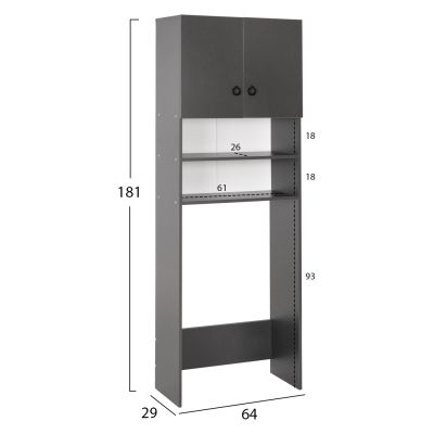 WASHING MACHINE FURNITURE TERRY HM9122.13 WITH CABINET AND SHELVES MELAMINE GREY 64Χ29Χ181Hcm.