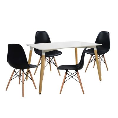 Set dining table 5 pieces Table minimal 120x80x73 cm- Twist Black HM10080.02