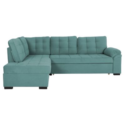 SOFABED LEFT CORNER JADE HM3144.04L SEAFOAM GREEN VELVET 250x80-180x73-88Hcm.