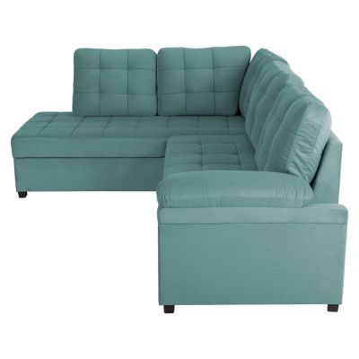 SOFABED LEFT CORNER JADE HM3144.04L SEAFOAM GREEN VELVET 250x80-180x73-88Hcm.