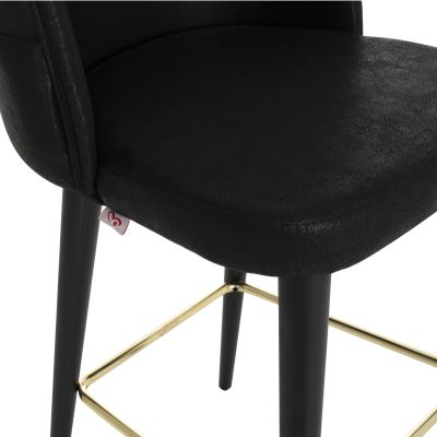 BAR STOOL MARCELLO PROFESSIONAL HM9280.14 NUBUCK-TYPE WOODEN BLACK 50x58x100Hcm.