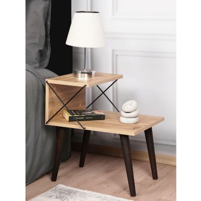 SIDE TABLE/NIGHTSTAND MELAMINE IN NATURAL COLOR 50x40x55Hcm.HM9434.01