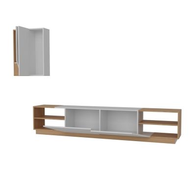 TV FURNITURE COMPTEN HM9439.01 WHITE-WALNUT MELAMINE FLOOR UNIT & WALL CABINETS 240x37.5x47Hcm.