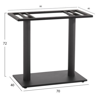 BASE FOR TABLE HM435.20 METAL DOUBLE IN MATTE GREY WITH HEIGHT ADJUSTERS 40Χ70Χ72Hcm.