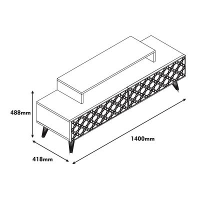 TV STAND MELAMINE HM9510.04 IN WALNUT AND WHITE COLOR 140x41.8x48.8Hcm.