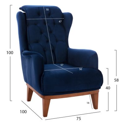 HM11746.18,BENNINGTON 3-pcs livingroom set, blue velvet