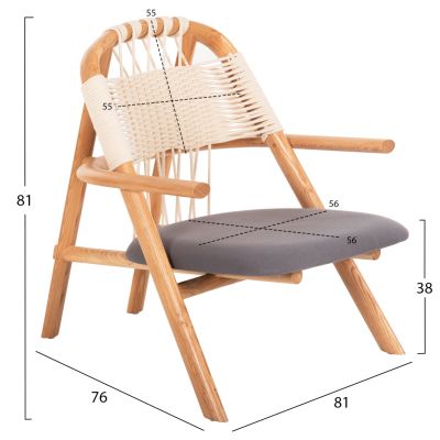 LEISURE CHAIR CRAFT HM9413.01 MADE OF ASH WOOD AND ROPE NATURAL