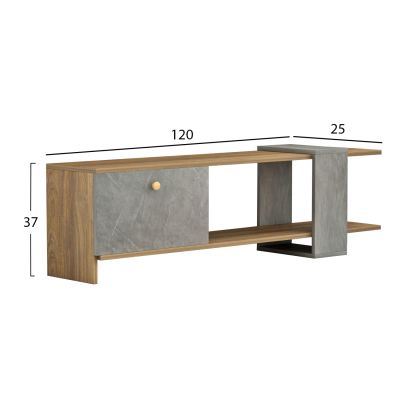 TV FURNITURE HENRIETTE HM8900.13 MELAMINE IN WALNUT-STONE TEXTURE 120x28.5x39Hcm.