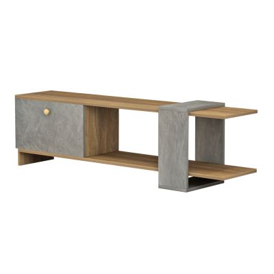 TV FURNITURE HENRIETTE HM8900.13 MELAMINE IN WALNUT-STONE TEXTURE 120x28.5x39Hcm.