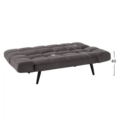 Sofa Bed 3 Seater from velvet grey HM3167.01 182x80x88cm