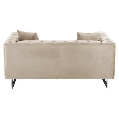 SOFA 2-SEATER t.CHESTERFIELD MOBAR HM3262.02 CREAM VELVET-METAL LEGS 154x85x68Hcm.